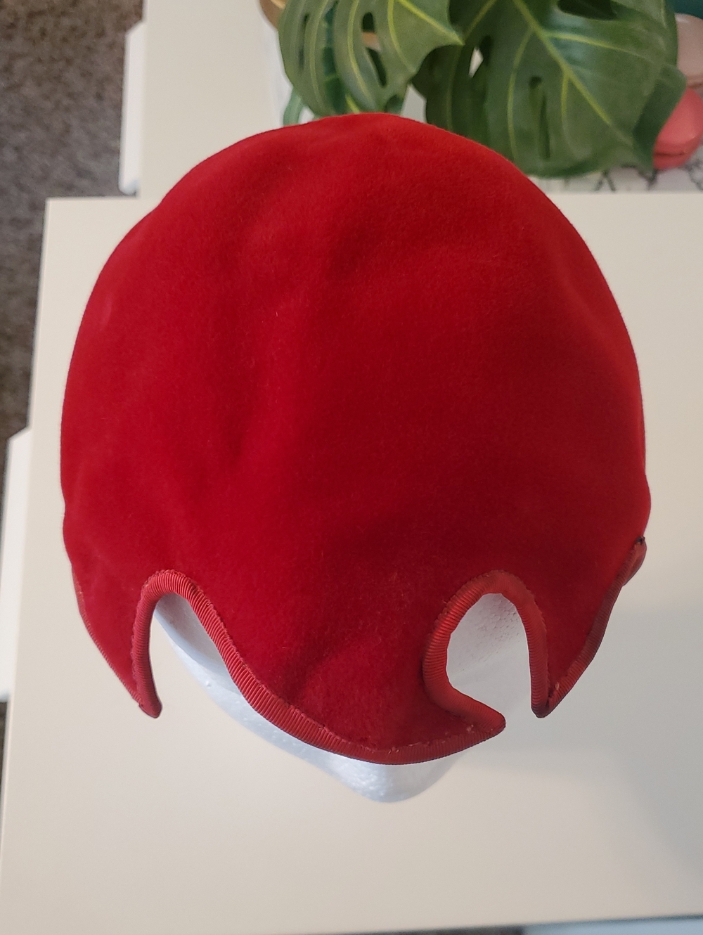1950s Lucy Red Velvet Velour Fire Retro Cap Vintage Cocktail Hat Topper Pinup - Picture 10 of 15